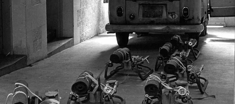 Joseph Beuys, The Pack, installed for Strategy: Get Arts (August 1970) in the Sculpture Department Corridor. Photo