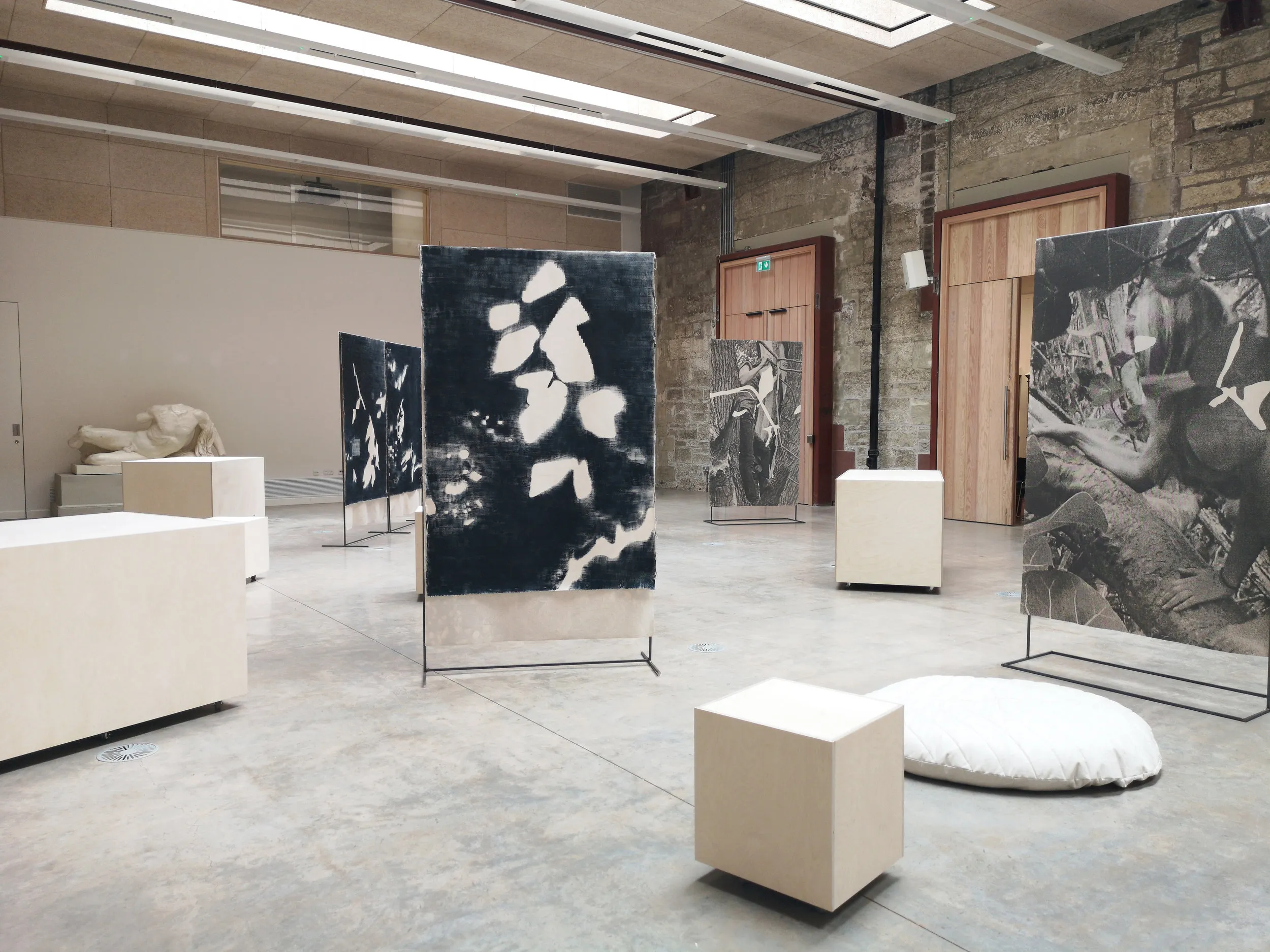 A view of the sound installation project Sonikebana showing some of the mobile loudspeakers and artwork.