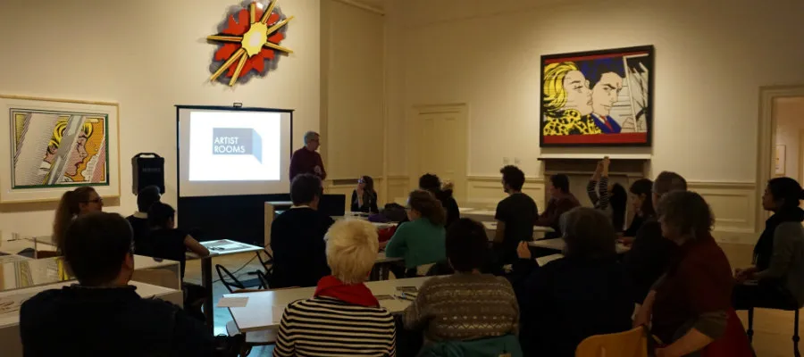 View of audience at Café des Artistes number 12 at the Scottish National Gallery of Modern Art.