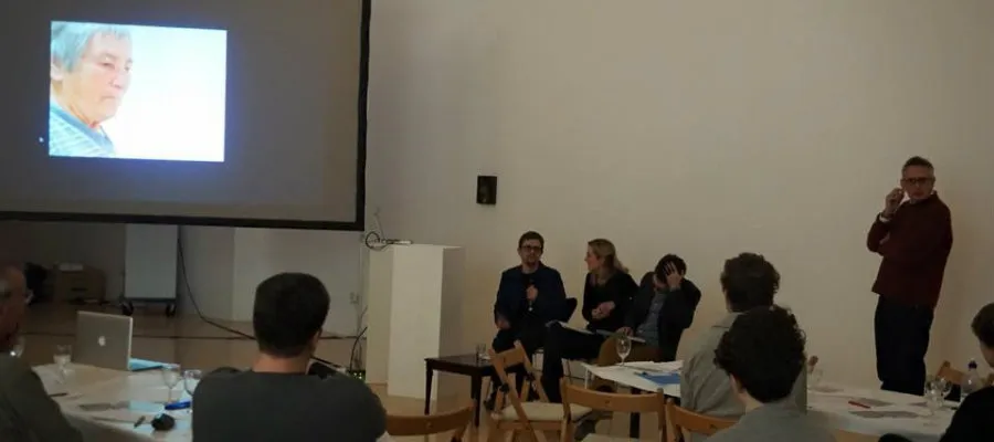 Christopher Griffin, Lena Fritsch and Andrew Hardman in discussion.