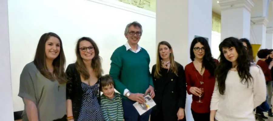 MSc students with Professor Neil Cox at the Confessional Art Exhibition.