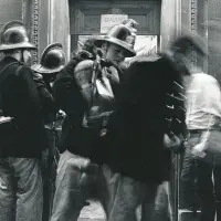 Firemen from Edinburgh Fire Station outside Gotthard Graubner’s ‘Mist Room’ (Homage to Turner) in studio C.16 (24 August 1970). 