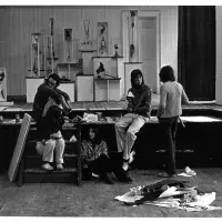 Alexander Hamilton with fellow students in studio E.22 at SGA (August 1970).