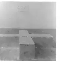 Heinz Mack’s aluminium foil cross sculpture and telegram ‘Make my Absence Positive’ (1970) in studio C.04. Photo