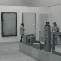 Gotthard Graubner’s paintings (Cushion Pictures) and Erwin Heerich’s construction in studio E.25. Photo