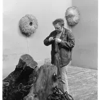 Günter Weseler rigging up his Breathing Objects (1970) in studio E.11. Photo 