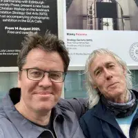 Christian Weikop and Alexander Hamilton on Lady Lawson St at Edinburgh International Book Festival. SGA Book Launch (August 2021). 