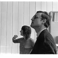 Jürgen Harten and Jennifer Gough-Cooper in an ECA studio in preparation for Strategy: Get Arts (1970). Photo
