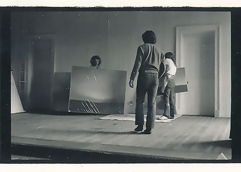 Paintings by Gerhard Richter being moved by student assistants in preparation for Strategy: Get Arts. Photo