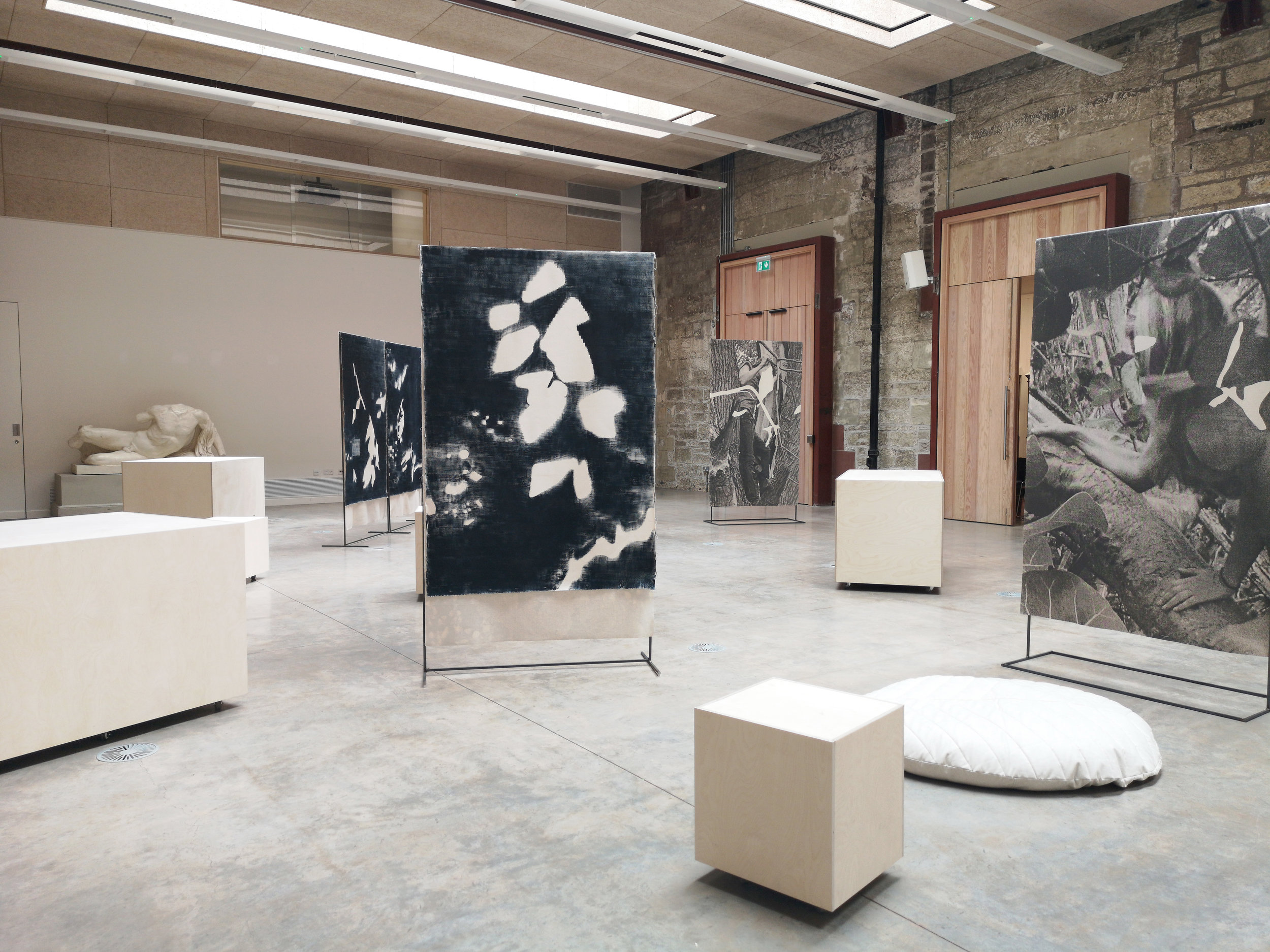 A view of the sound installation project Sonikebana showing some of the mobile loudspeakers and artwork.