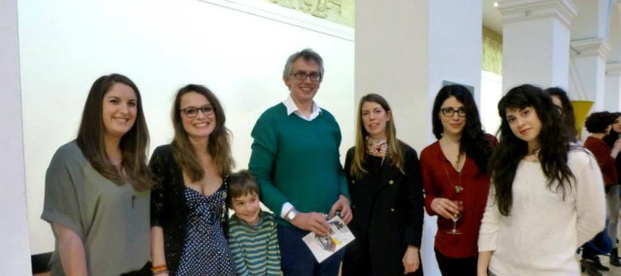MSc students with Professor Neil Cox at the Confessional Art Exhibition.
